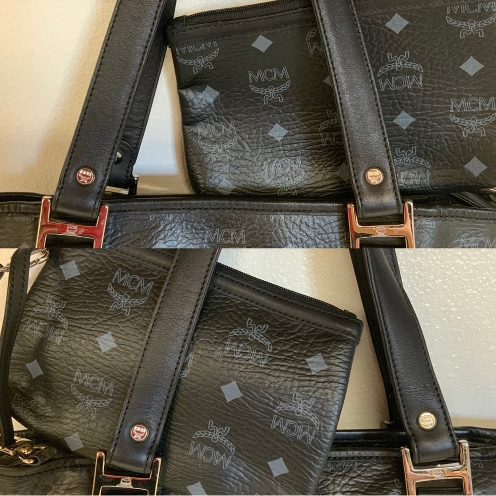 MCM Black and Gray Tote with Pouch - Picture 10 of 12